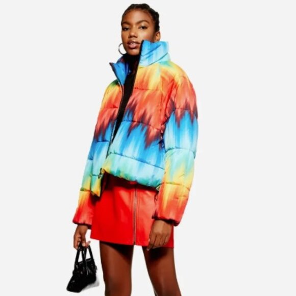 TOPSHOP Rainbow Puffer Jacket - Picture 2 of 2